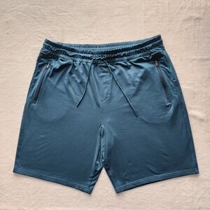 TenTree Destination Shorts Mens XXL Teal Blue Zipper Pockets Drawstring Active